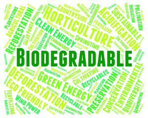 Biodegradable Word Represents Biodegradation Words And Decompose