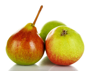 Ripe tasty pears isolated on white