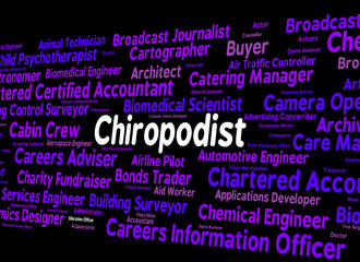 Obraz premium Chiropodist Job Means Word Words And Specialist