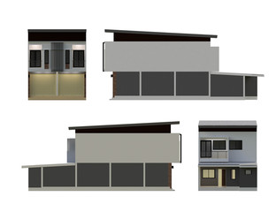 Fototapeta na wymiar 3D building isolated on white - Render illustration