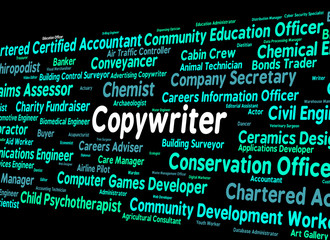 Obraz premium Copywriter Job Indicates Employment Copywriters And Recruitment