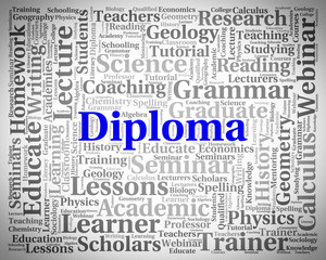 Diploma Word Represents Master's Degree And Text