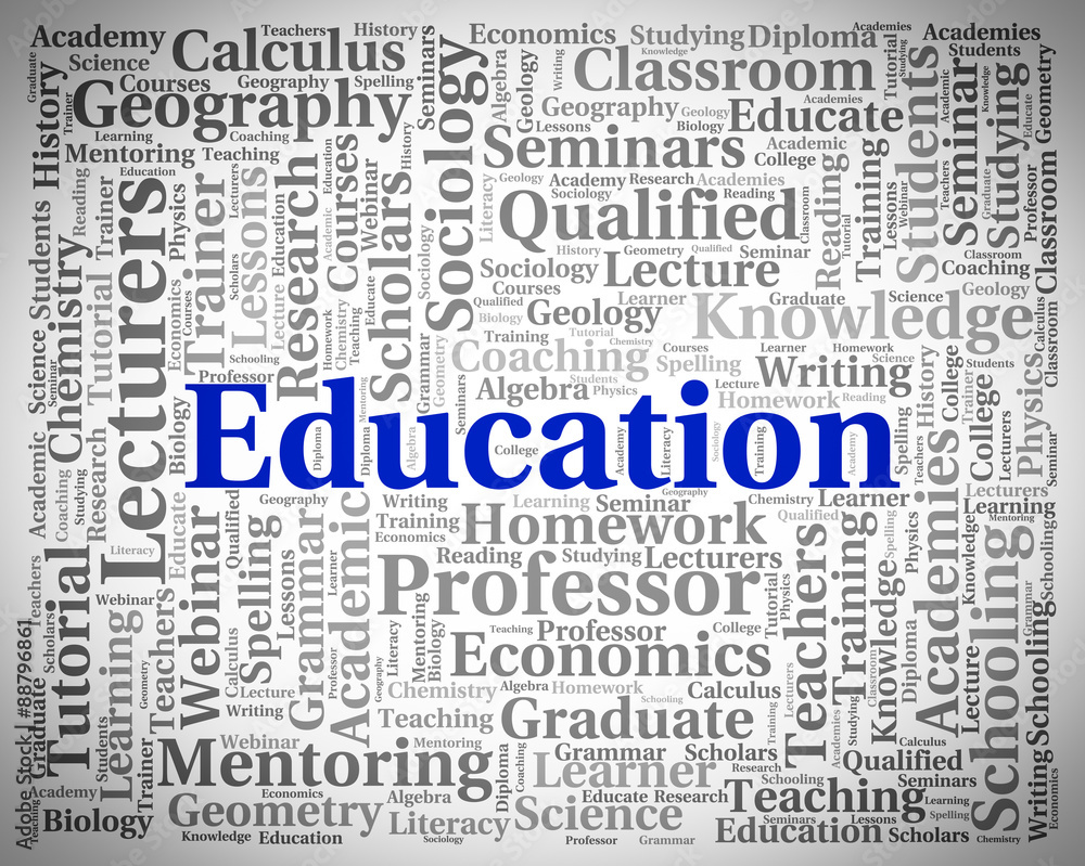 Poster education word represents learn learned and studying