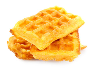 Sweet homemade waffles isolated on white