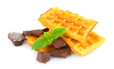 Sweet homemade waffles isolated on white