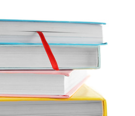 Colorful books isolated on white