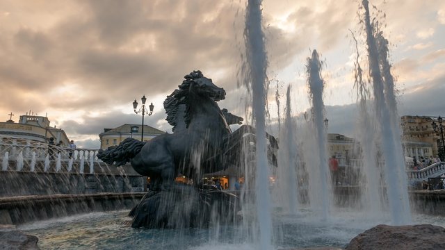 Sculptural Group Four Seasons Fountain Geyser with four horses