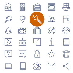 Set of outline icons for real estate sale 