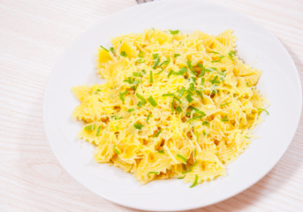 Farfalle pasta with cheese