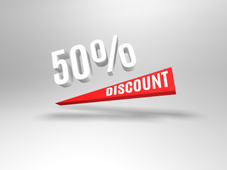 Fifty percent discount symbol.
