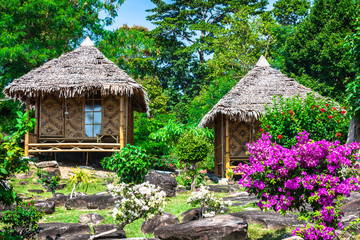 Fototapeta na wymiar Wooden bungalow resort in ko phi phi island, Thailand