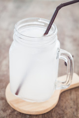 Glass of fresh coconut water