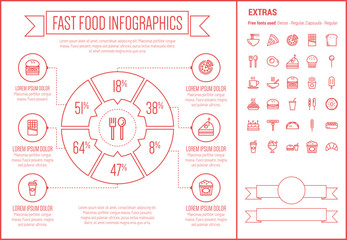 Fast Food Line Design Infographic Template