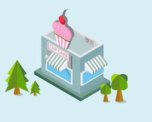 Cup Cake Shop Isometric Building Element