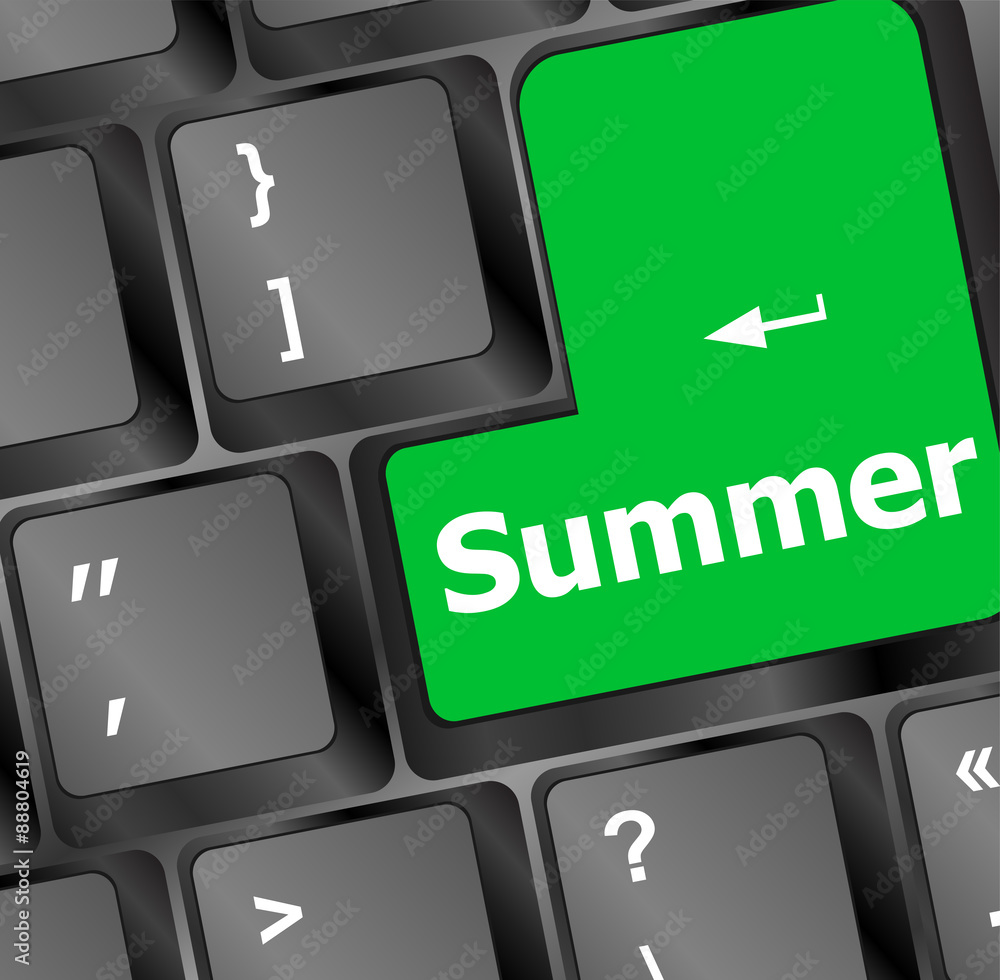 Aufkleber button summer on computer keyboard