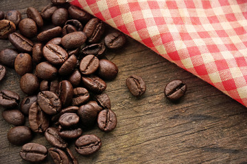 Coffee beans on vintage background