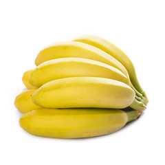 Fototapeta na wymiar Plátanos maduros aislados sobre un fondo blanco