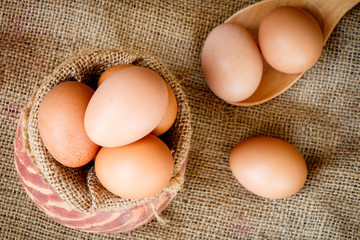 Raw egg put on old sack