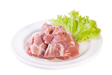 raw pork meat isolated on white