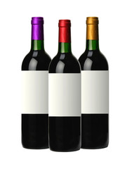 bottles of red wine isolated on white