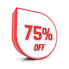 75 percent off red icon