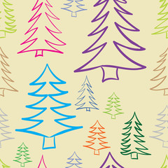Seamless color contours of fir-trees