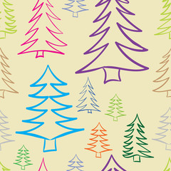 Obraz premium Seamless color contours of fir-trees