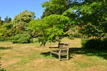 A rest area at an English country garden in August.