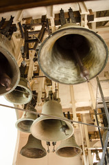 Inside bell tower in Saint Michael's Golden-Domed Cathedral in Kyiv, Ukraine, Europe. Church bells