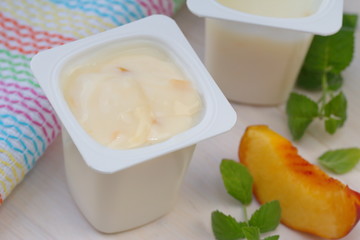Creamy yogurt with peach