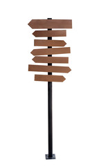 wooden arrow sign post or road signpost