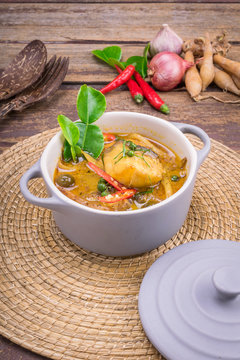 Thai food fish curry
