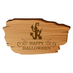 Vector Illustration of a Wooden Halloween Sign