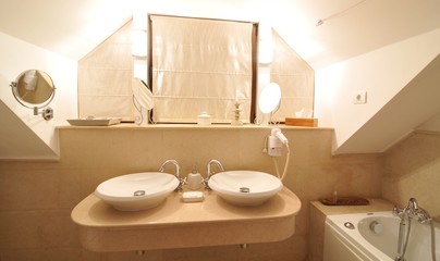 Close up of modern sink in the bathroom