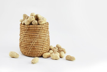 Dried peanuts in closeup 