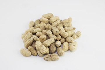 Fototapeta na wymiar Dried peanuts in closeup 