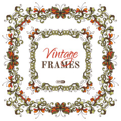 Vector set of bright nature frames.