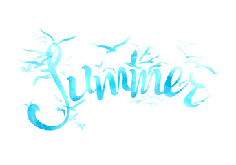 Fototapeta premium Vector watercolor summer illustration.