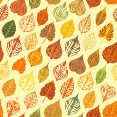Vector autumn seamless leaves pattern.