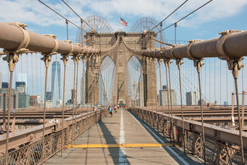 Obraz premium Panoramiczny widok Most Brookliński i Skyline