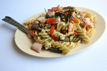 Bacon Macaroni Stir Basil