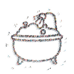 group  people shape  bath washing