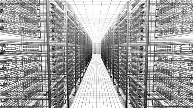 Mesh view - interior of server room in datacenter