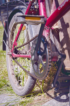 Retro image of bicycle and its pedal