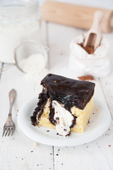 Delicious pound cake with cream
