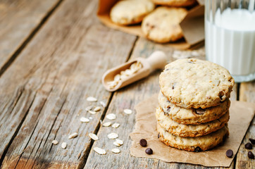 oatmeal cookies with sunflower seeds and chocolate drops