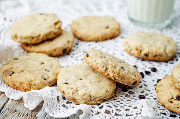 oatmeal cookies with sunflower seeds and chocolate drops