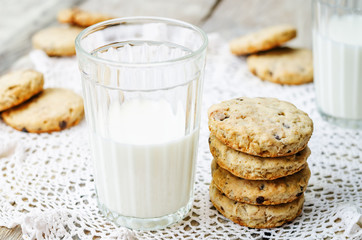 oatmeal cookies with sunflower seeds and chocolate drops