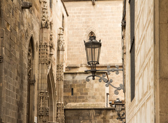 vintage street lantern in historical town