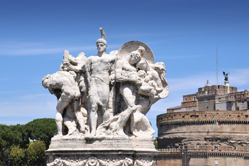 Old Monument and The Angel Castle in Rome, Italy